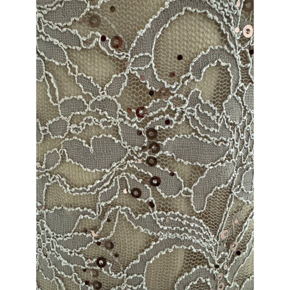 Boston Proper Beige Tan Sparkly Lace One Shoulder Lined Top Shirt Tank Size XS - Picture 5 of 8